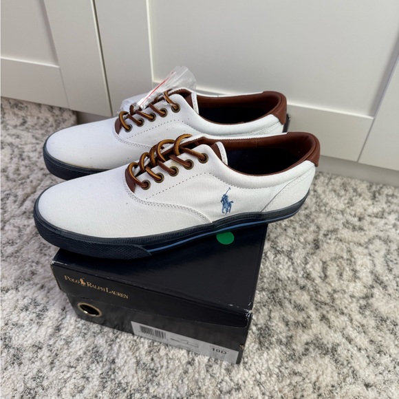 Polo by Ralph Lauren White and Dark Brown Sneakers - Picture 2 of 6